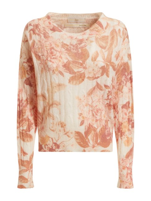 Pull En Laine Mélangée Fantaisie Florale Guess