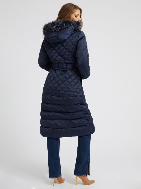 Doudoune Longue En Couette Bleu Bleu Guess