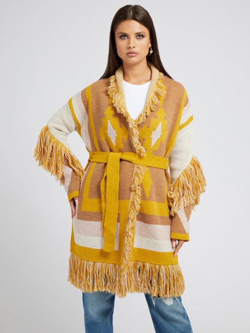 Cardigan Motif Jacquard Géométrique Guess Multi Jaune