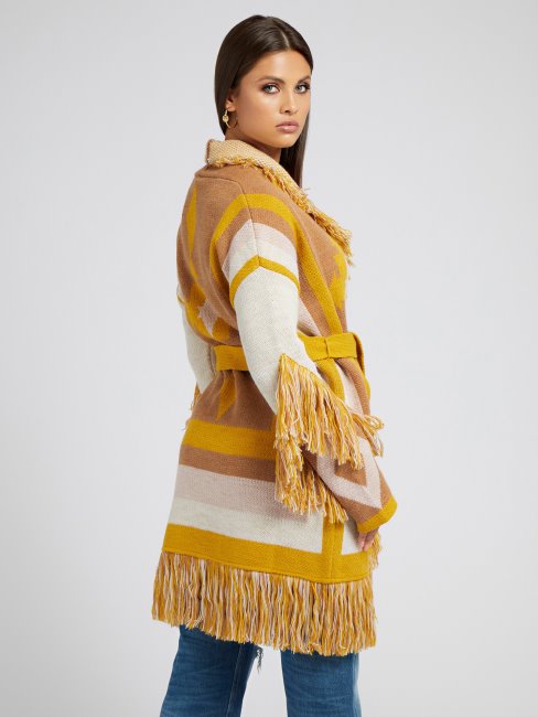 Cardigan Motif Jacquard Géométrique Guess Multi Jaune