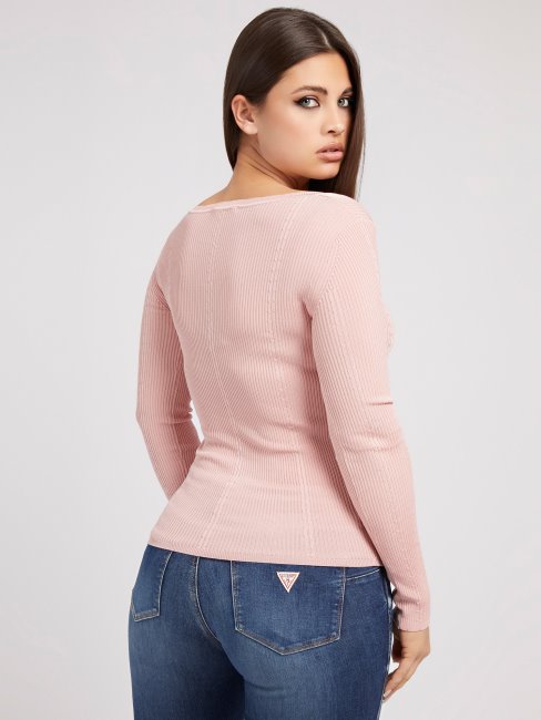 Guess Rose Pull à Col En Cœur