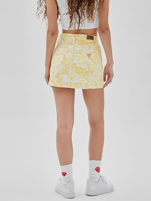 Jupe En Jean Imprimé All Over Jaune Guess