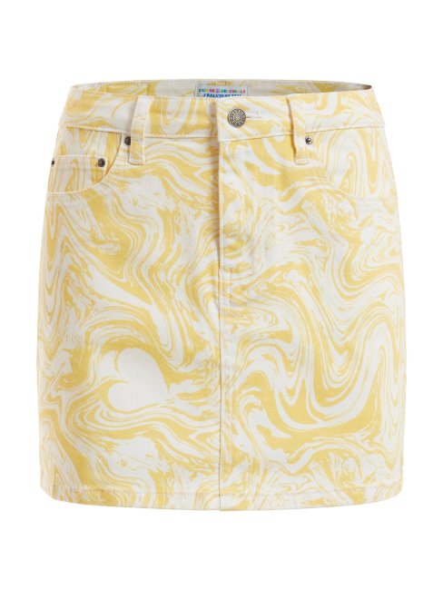 Jupe En Jean Imprimé All Over Jaune Guess