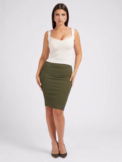 Guess Pull Vert Jupe Côtelée