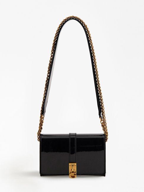 Mini Sac à Bandoulière Virtuel Verni Noir Guess