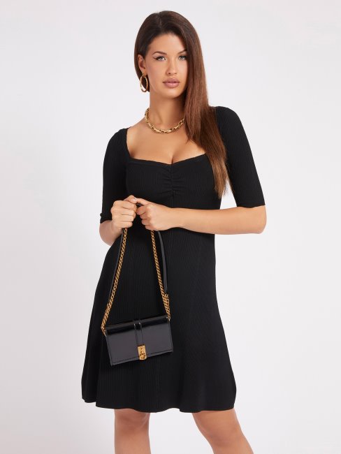 Mini Sac à Bandoulière Virtuel Verni Noir Guess