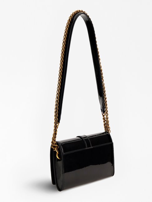 Mini Sac à Bandoulière Virtuel Verni Noir Guess