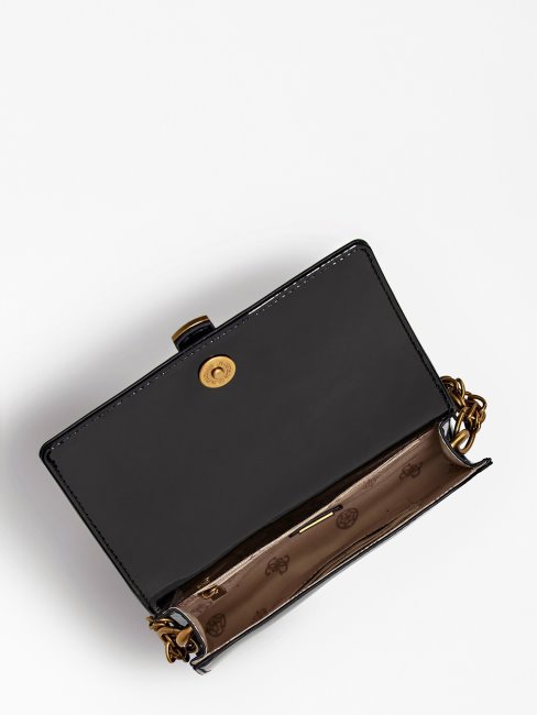 Mini Sac à Bandoulière Virtuel Verni Noir Guess