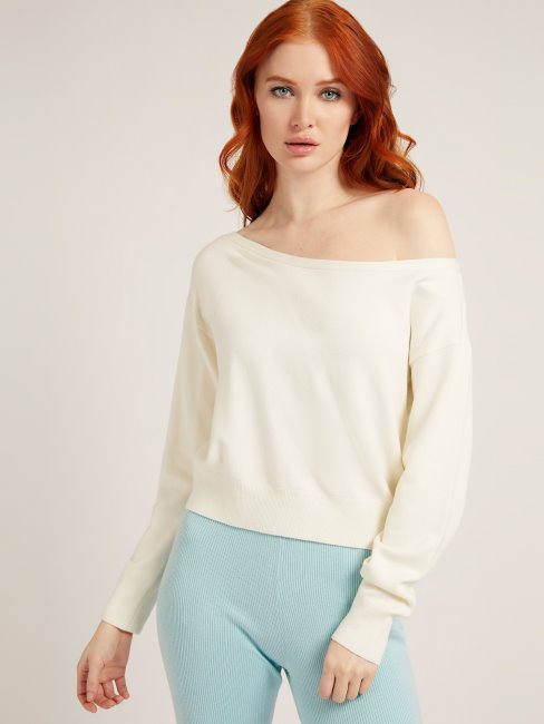 Pull Col Bateau Guess Blanc