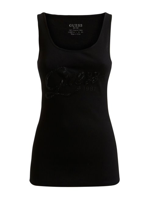 Débardeur Logo Strass Noir Guess