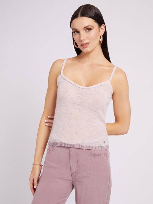 Guess Top Pull En Fil Lurex Rose