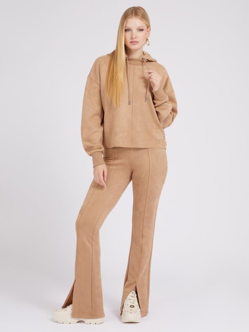 Pantalon évasé En Faux Suède Beige Guess