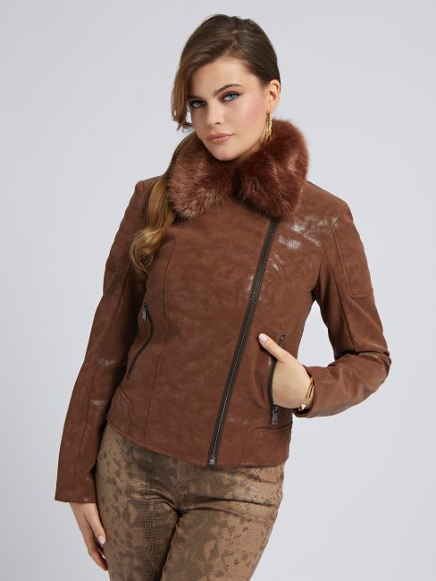 Veste Simili Cuir Guess Marron