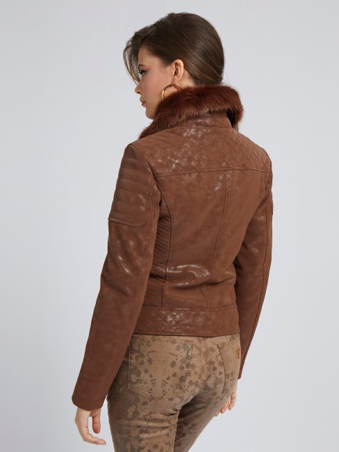 Veste Simili Cuir Guess Marron