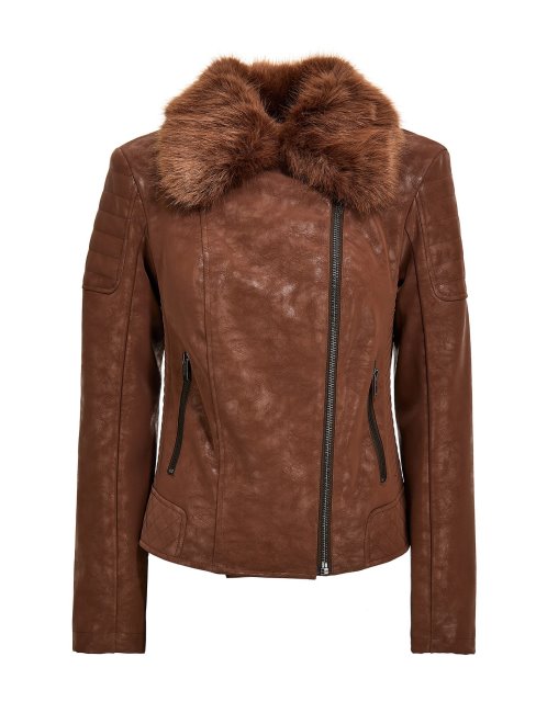 Veste Simili Cuir Guess Marron