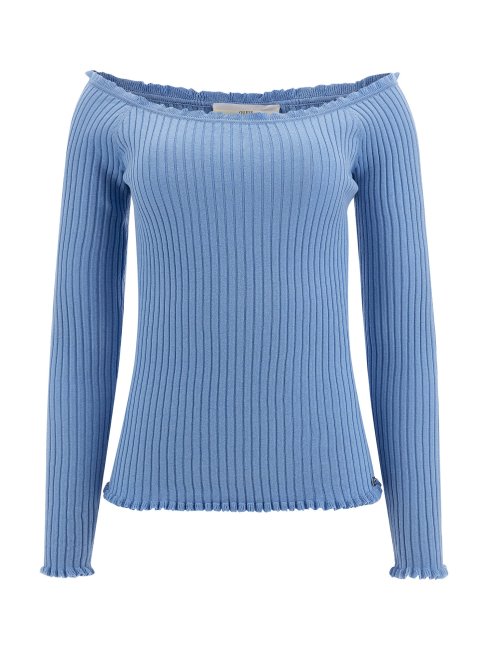 Pull Guess Bleu Clair à épaules Dénudées