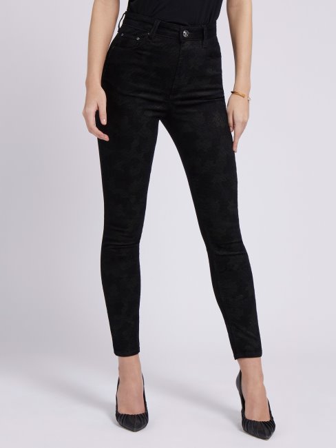 Guess Pantalon Coupe Skinny Imprimé Camouflage Noir