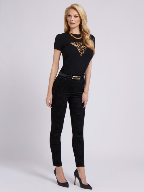Guess Pantalon Coupe Skinny Imprimé Camouflage Noir
