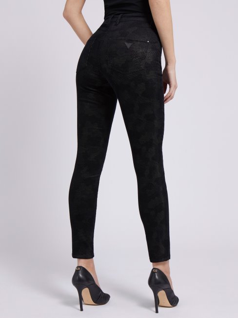 Guess Pantalon Coupe Skinny Imprimé Camouflage Noir