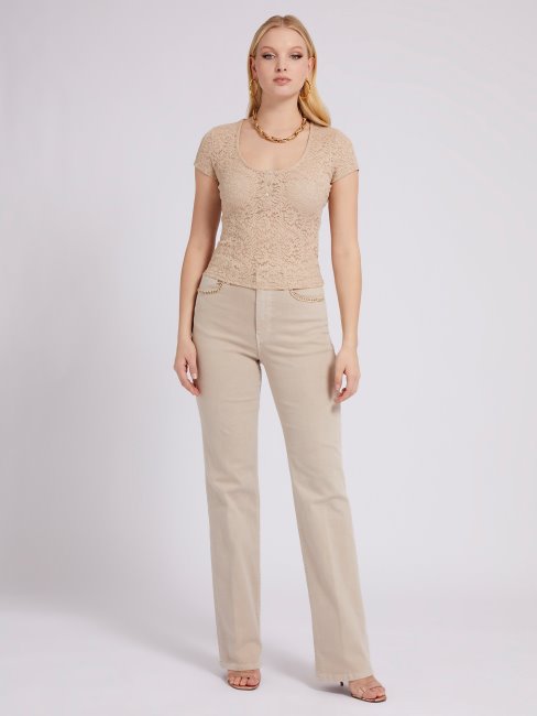 Haut Beige En Dentelle