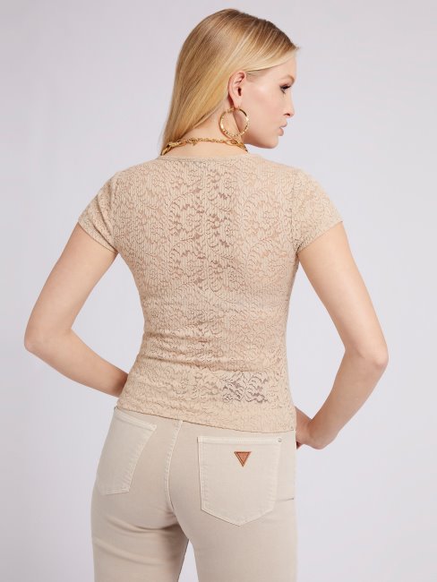 Haut Beige En Dentelle