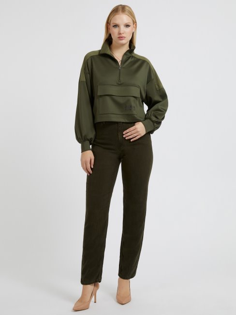 Sweat-shirt En Satin Poche Avant Guess Vert