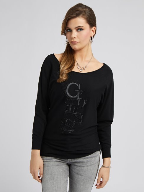 Pull Guess Noir Coupé Décontractée