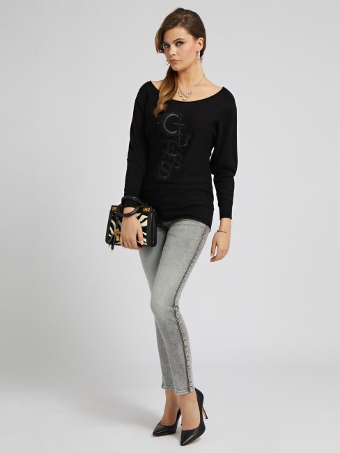 Pull Guess Noir Coupé Décontractée