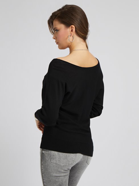 Pull Guess Noir Coupé Décontractée
