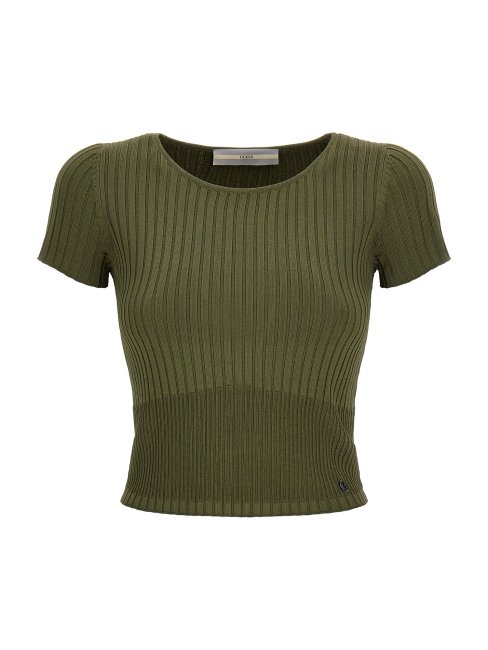 Top Pull En Viscose Mélangée Vert Guess