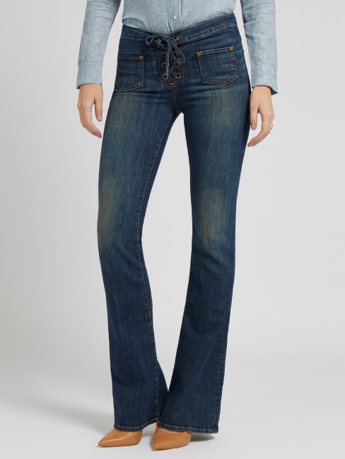 Pantalon En Jean Bleu évasé Guess