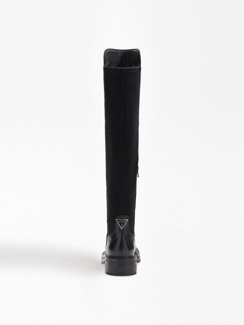 Guess Bottes Hautes Carmen En Cuir Véritable Noir