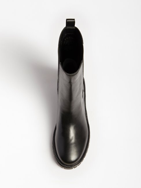 Guess Bottes Ibbie En Cuir Véritable Noir