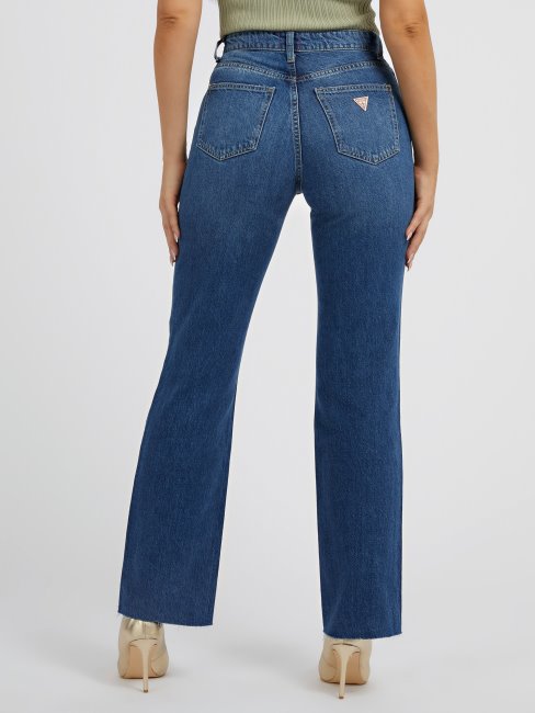 Pantalon Denim Droit Abrasions Bleu Guess