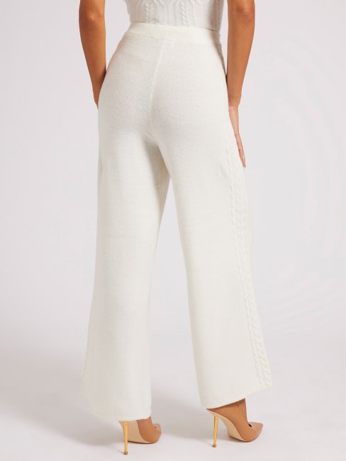 Chandail à Torsades Pantalon Large Blanc Guess