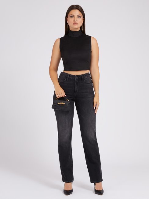 Crop Top En Faux Suède Noir Guess