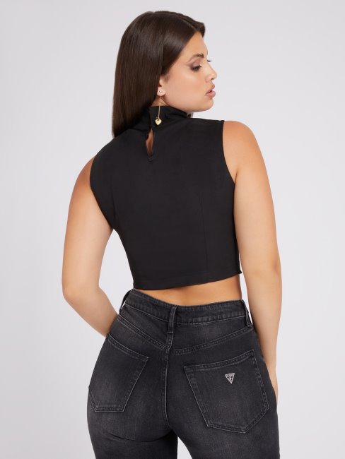 Crop Top En Faux Suède Noir Guess