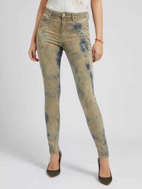 Pantalon En Jean Bleu Coupe Skinny Tie-dye Guess