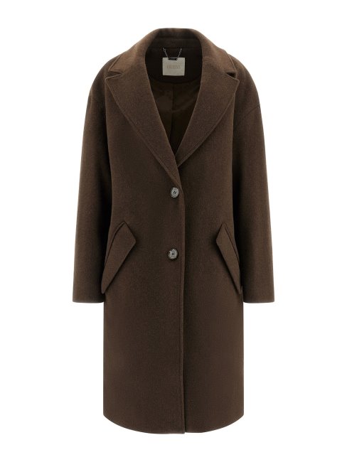 Manteau En Laine Mélangée Marron Guess