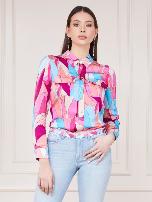 Guess Chemise Marciano Rose à Imprimé Intégral