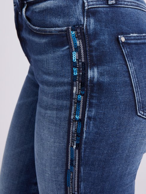 Guess Skinny Fit Denim Pantalon Sequins Bleu