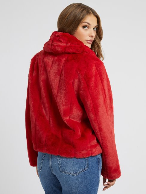 Veste Fausse Fourrure Rouge Guess
