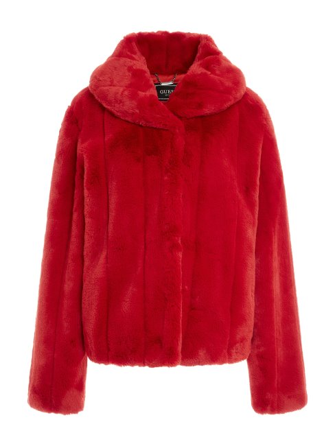 Veste Fausse Fourrure Rouge Guess
