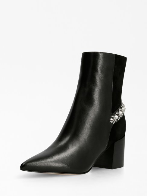 Guess Bottines Hibah Noires En Cuir Véritable