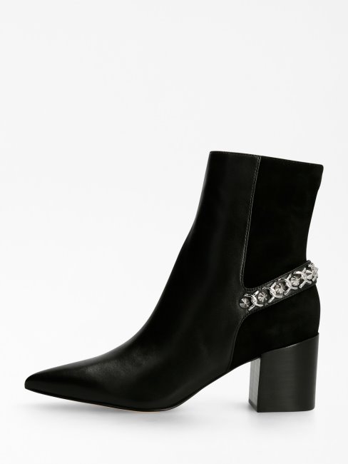 Guess Bottines Hibah Noires En Cuir Véritable