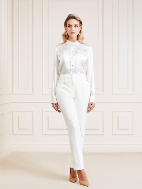 Chemise En Soie Marciano Crème Guess