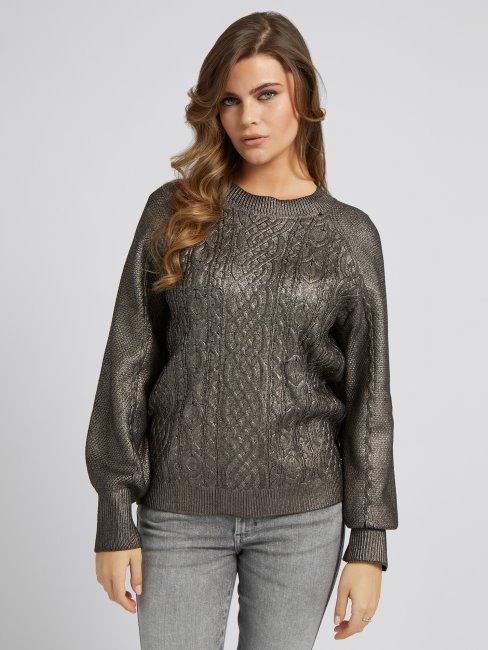Pull Effet Métal Guess Gris