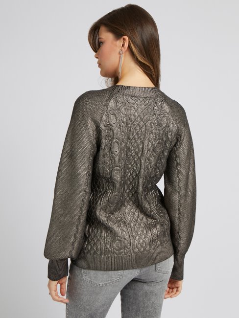 Pull Effet Métal Guess Gris