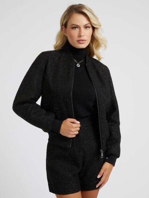 Blouson En Tweed Noir Guess