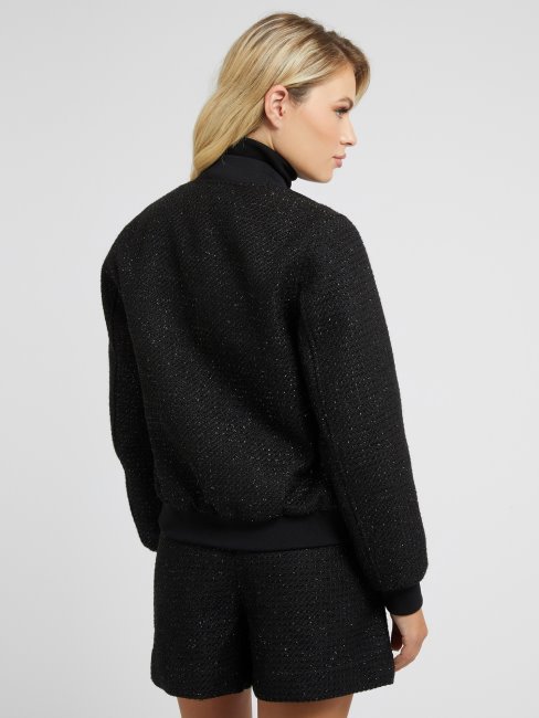 Blouson En Tweed Noir Guess